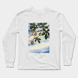 CHESTNUT TREE TREES CHESTNUTS LEAVES AUTUMN FALL Long Sleeve T-Shirt